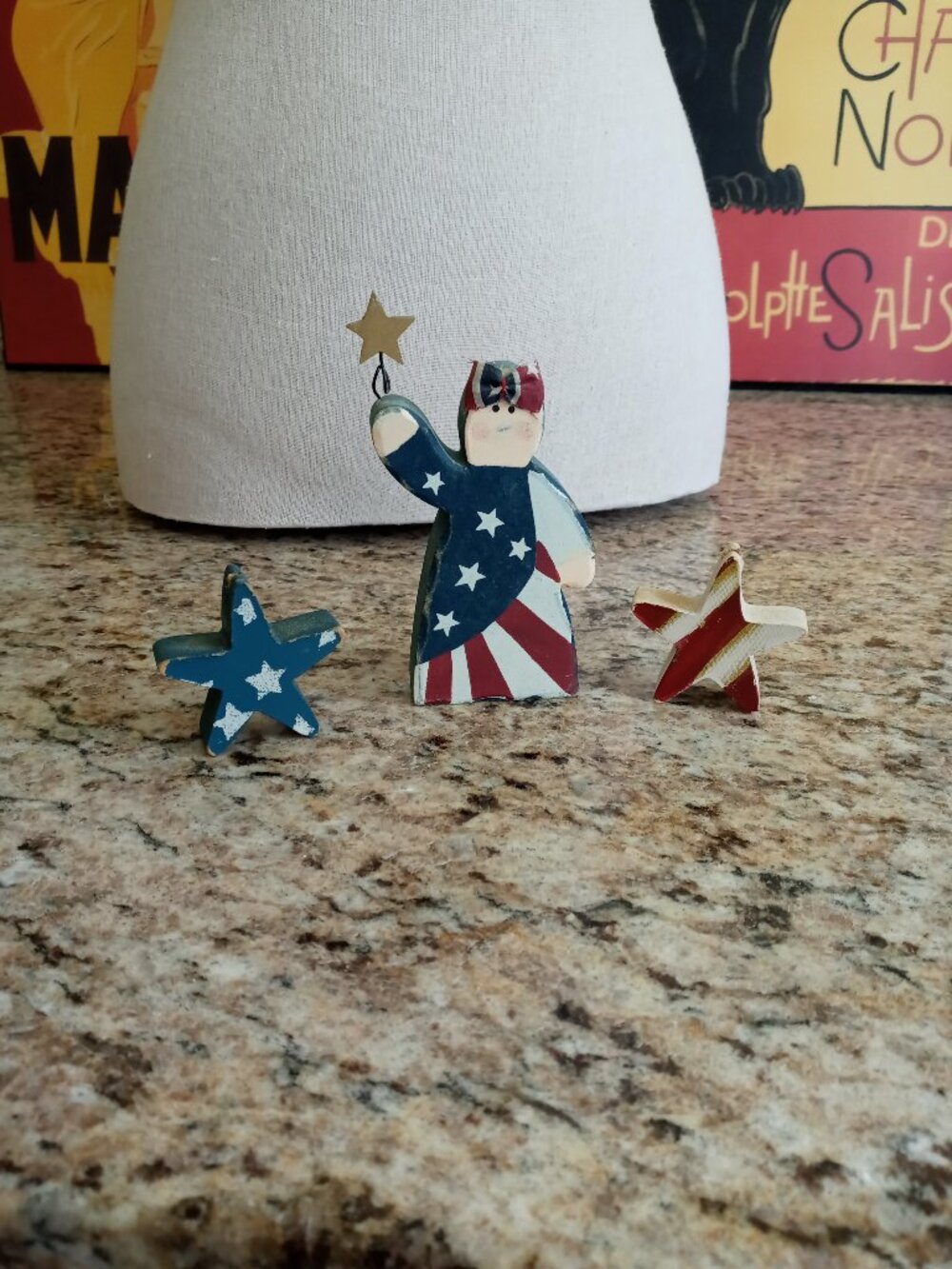 Patriotic Stars and Stripes Wood Figurines 4th of July